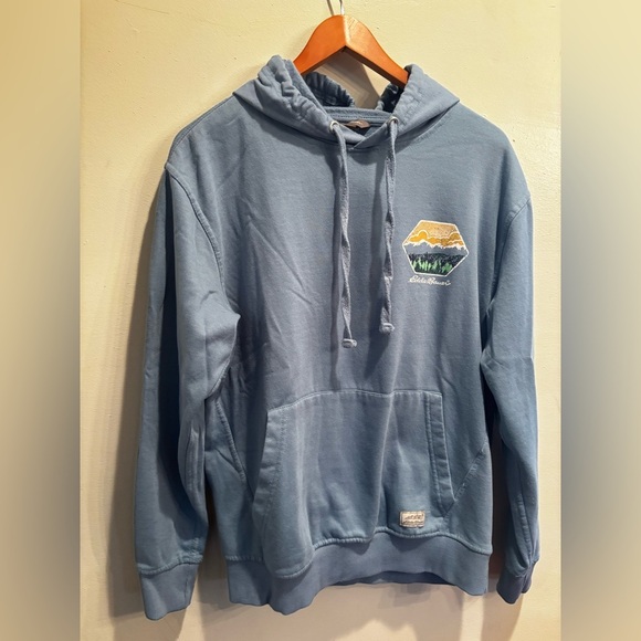 Eddie Bauer Mountain Graphic Hoodie - Light Blue men’s large casual fall - Picture 1 of 12